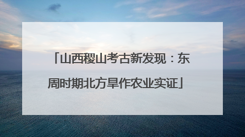 山西稷山考古新发现：东周时期北方旱作农业实证